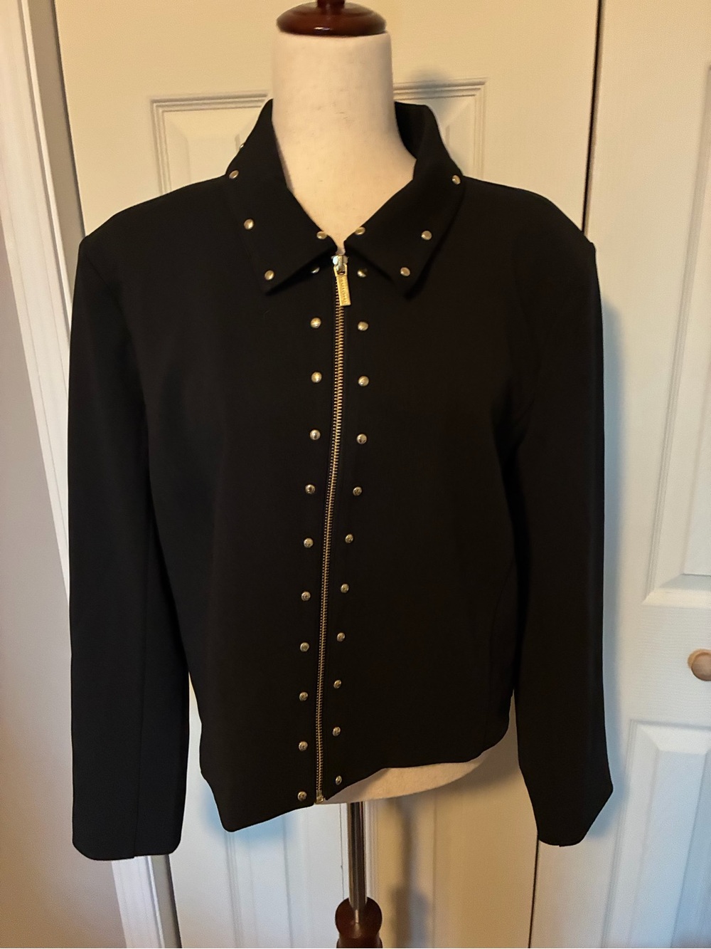 Michael Kors Black Stud-Accent Zip Blazer